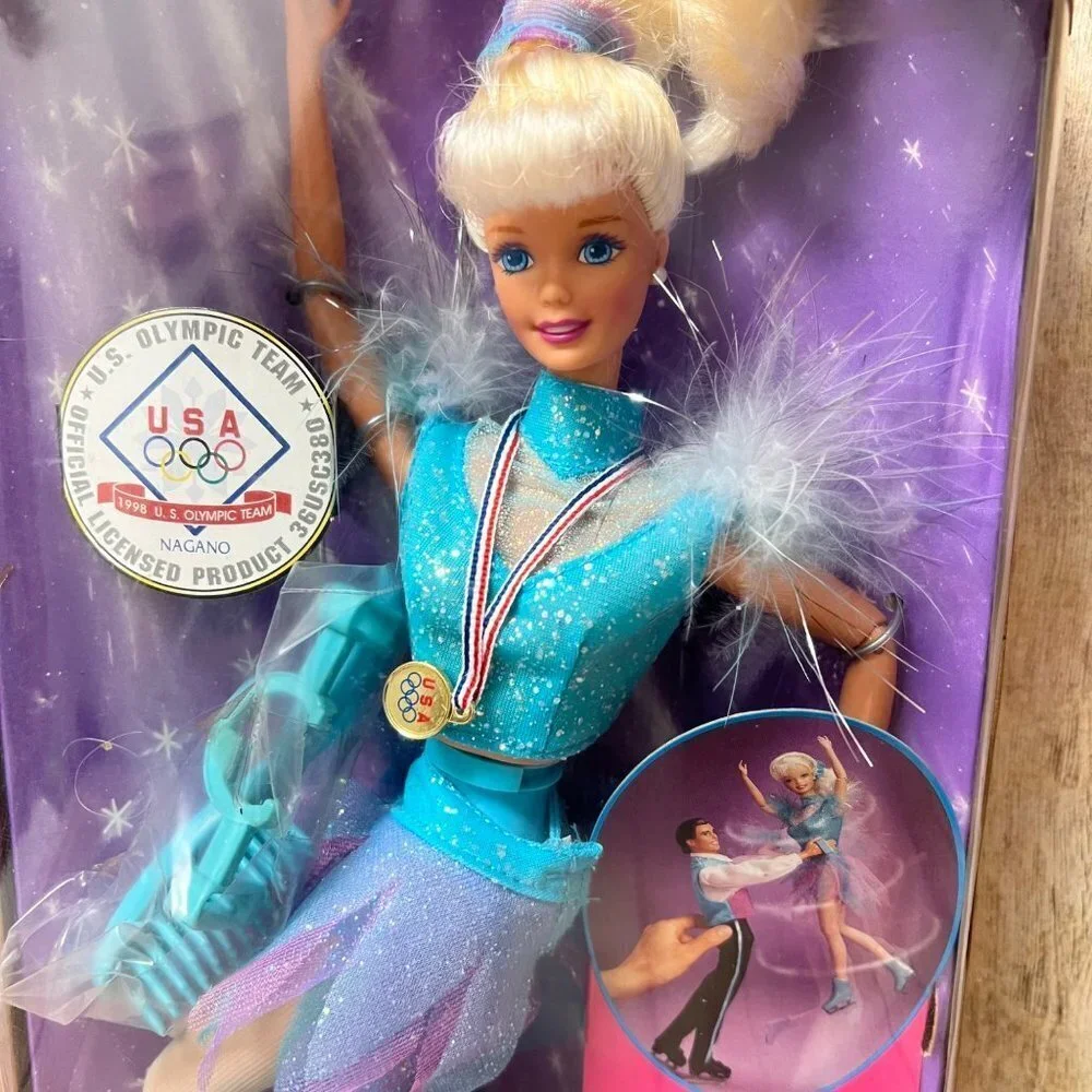Mattel Olympic Figure Skater Barbie USA 1997 Skate and Spin 90s Doll New